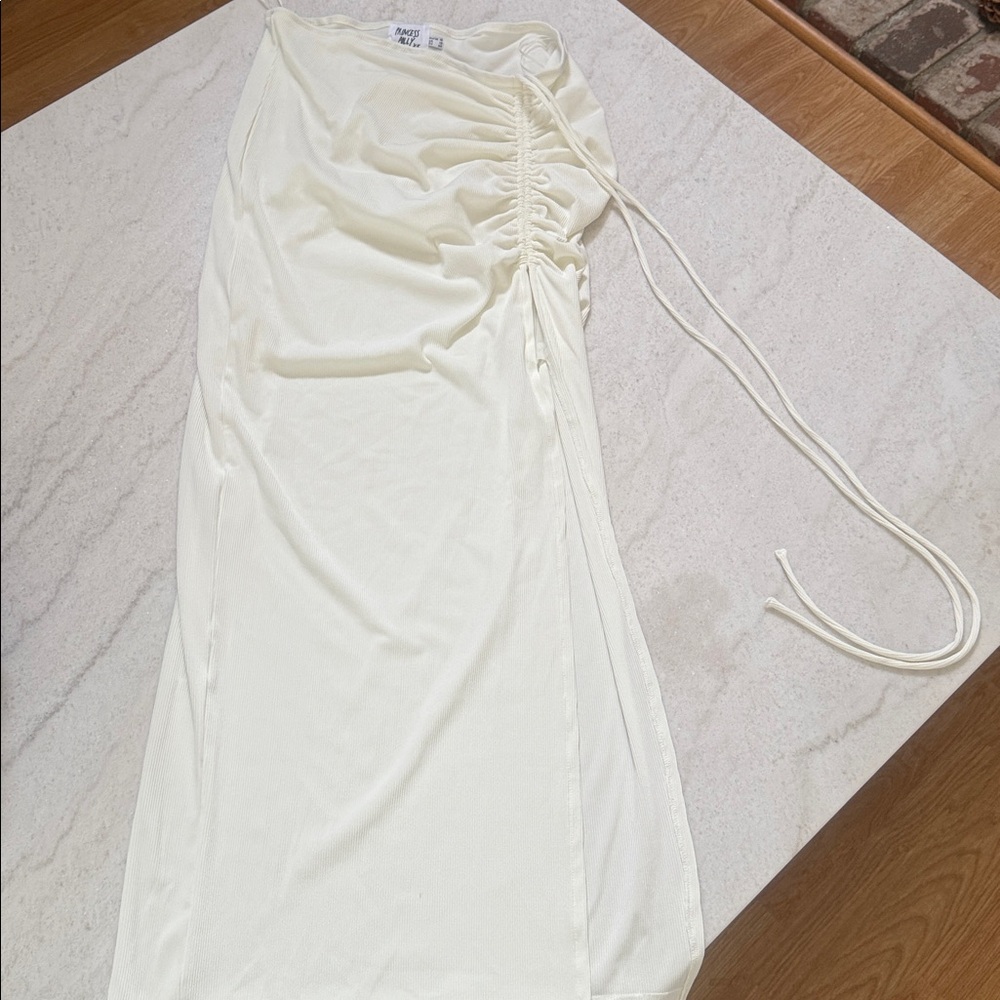Princess Polly Cream Ruched Dress